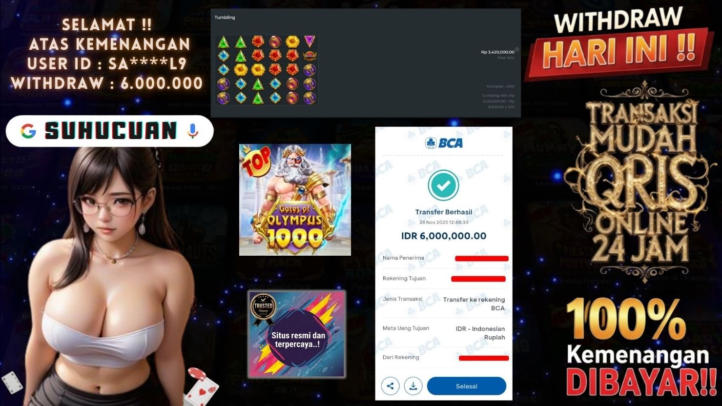 SUHUCUAN JACKPOT SLOT GATES OF OLYMPUS 1000